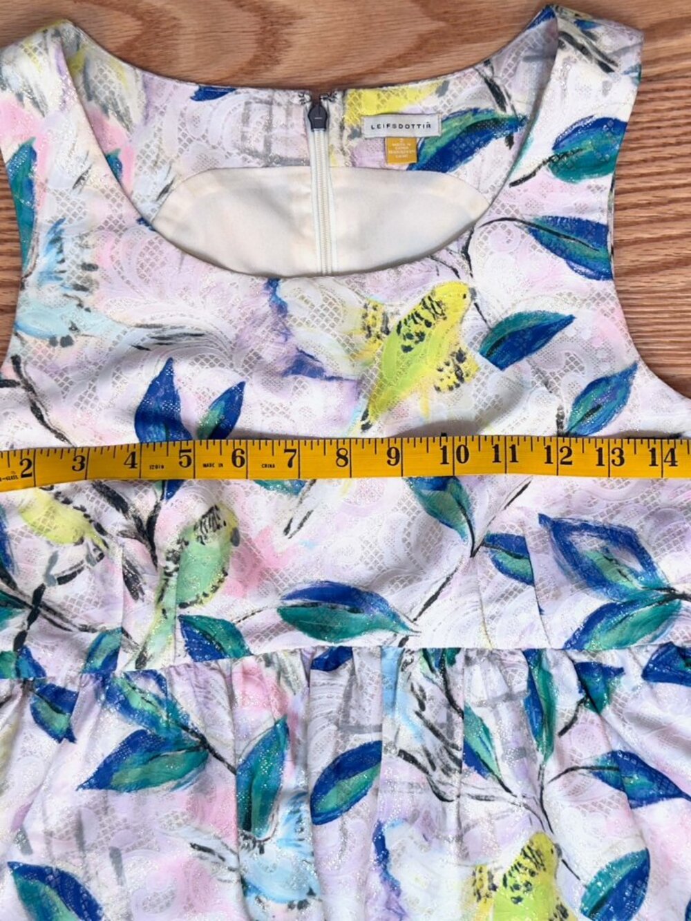 Leifsdottir Anthropologie Brocade Leaf Bird Peplum Top - Women's Size 2 - Picture 12 of 13